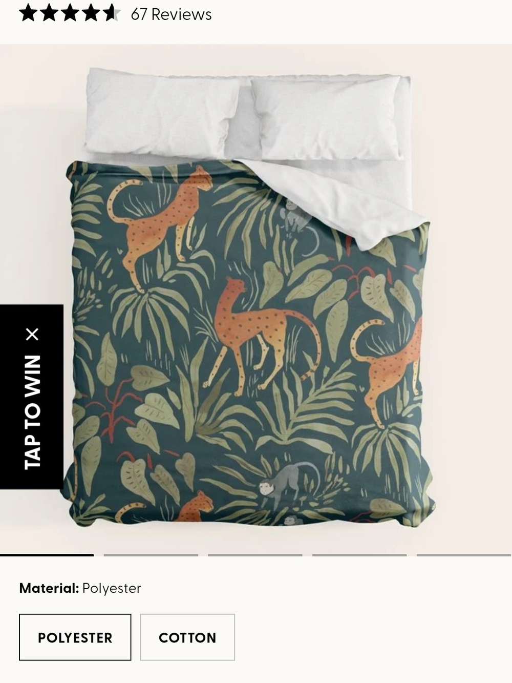 Society 6 jungle duvet cover king size & pillow case retail $135